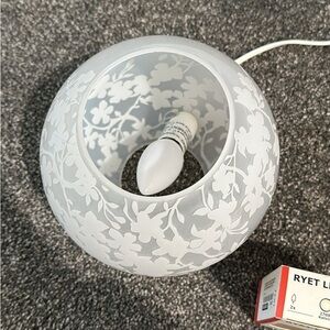 Floral White Glass Lamp
